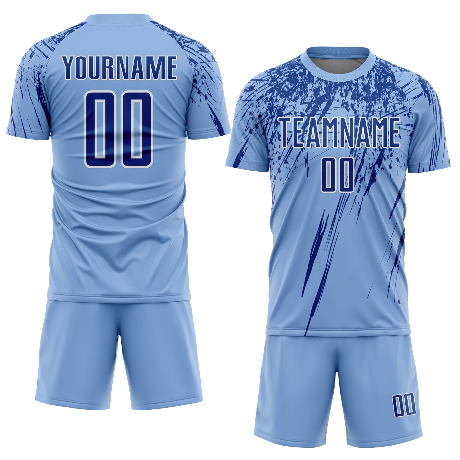 Custom Light Blue Royal-White Splash Sports Sublimation Soccer Uniform Jersey