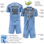 Custom Light Blue Black-White Splash Sports Sublimation Soccer Uniform Jersey
