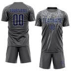 Custom Steel Gray Navy-Gray Splash Sports Sublimation Soccer Uniform Jersey