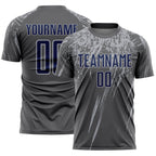 Custom Steel Gray Navy-Gray Splash Sports Sublimation Soccer Uniform Jersey