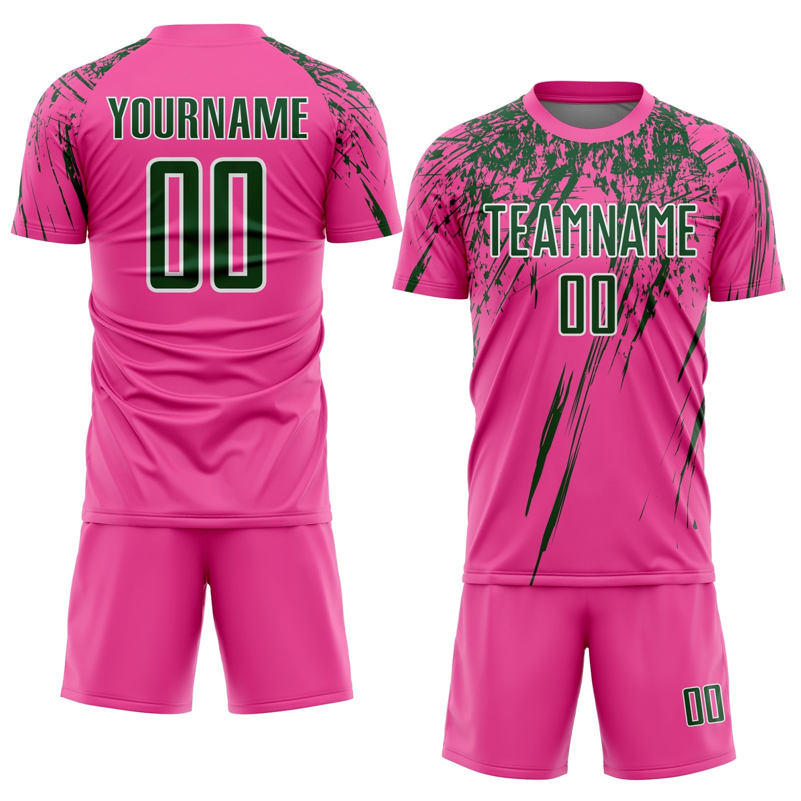 Custom Pink Green-White Splash Sports Sublimation Soccer Uniform Jersey