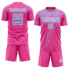 Custom Pink Light Blue-White Splash Sports Sublimation Soccer Uniform Jersey