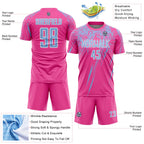 Custom Pink Light Blue-White Splash Sports Sublimation Soccer Uniform Jersey