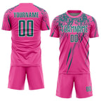 Custom Pink Teal-White Splash Sports Sublimation Soccer Uniform Jersey