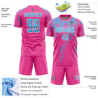 Custom Pink Sky Blue-White Splash Sports Sublimation Soccer Uniform Jersey
