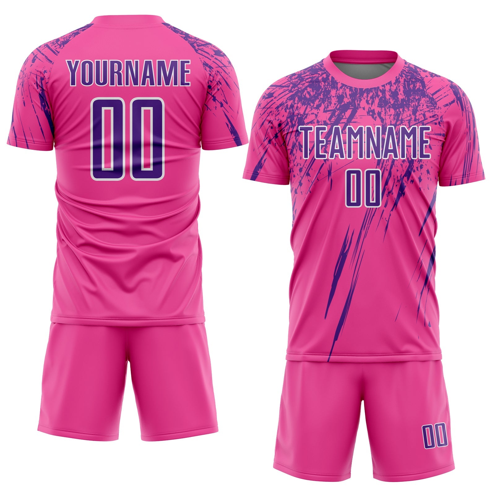 Custom Pink Purple-White Splash Sports Sublimation Soccer Uniform Jersey