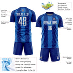 Custom Royal White-Powder Blue Stripes Sports Sublimation Soccer Uniform Jersey