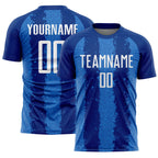Custom Royal White-Powder Blue Stripes Sports Sublimation Soccer Uniform Jersey