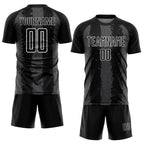 Custom Black Steel Gray-White Stripes Sports Sublimation Soccer Uniform Jersey