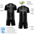 Custom Black Steel Gray-White Stripes Sports Sublimation Soccer Uniform Jersey