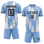 Custom Light Blue Black-White Argentina Stripes Sports Sublimation Soccer Uniform Jersey