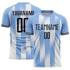 Custom Light Blue Black-White Argentina Stripes Sports Sublimation Soccer Uniform Jersey