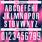 Custom Navy White-Pink Stripes Sports Sublimation Soccer Uniform Jersey