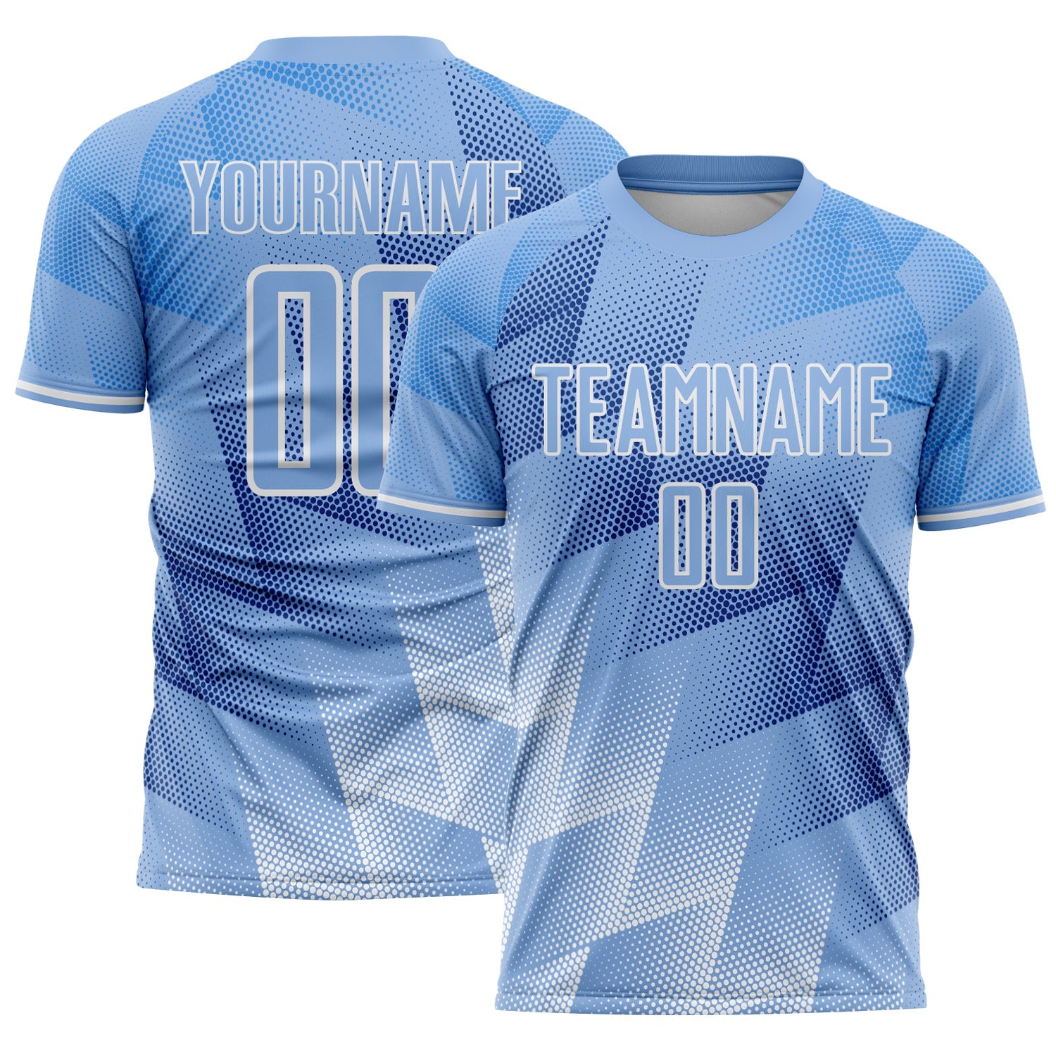 Custom Light Blue Royal-White Argentina Round Sports Sublimation Soccer Uniform Jersey