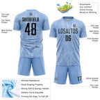 Custom Light Blue Black-White Argentina Splatter Pattern Sports Sublimation Soccer Uniform Jersey