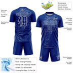 Custom Royal White Map Outline Sports Sublimation Soccer Uniform Jersey