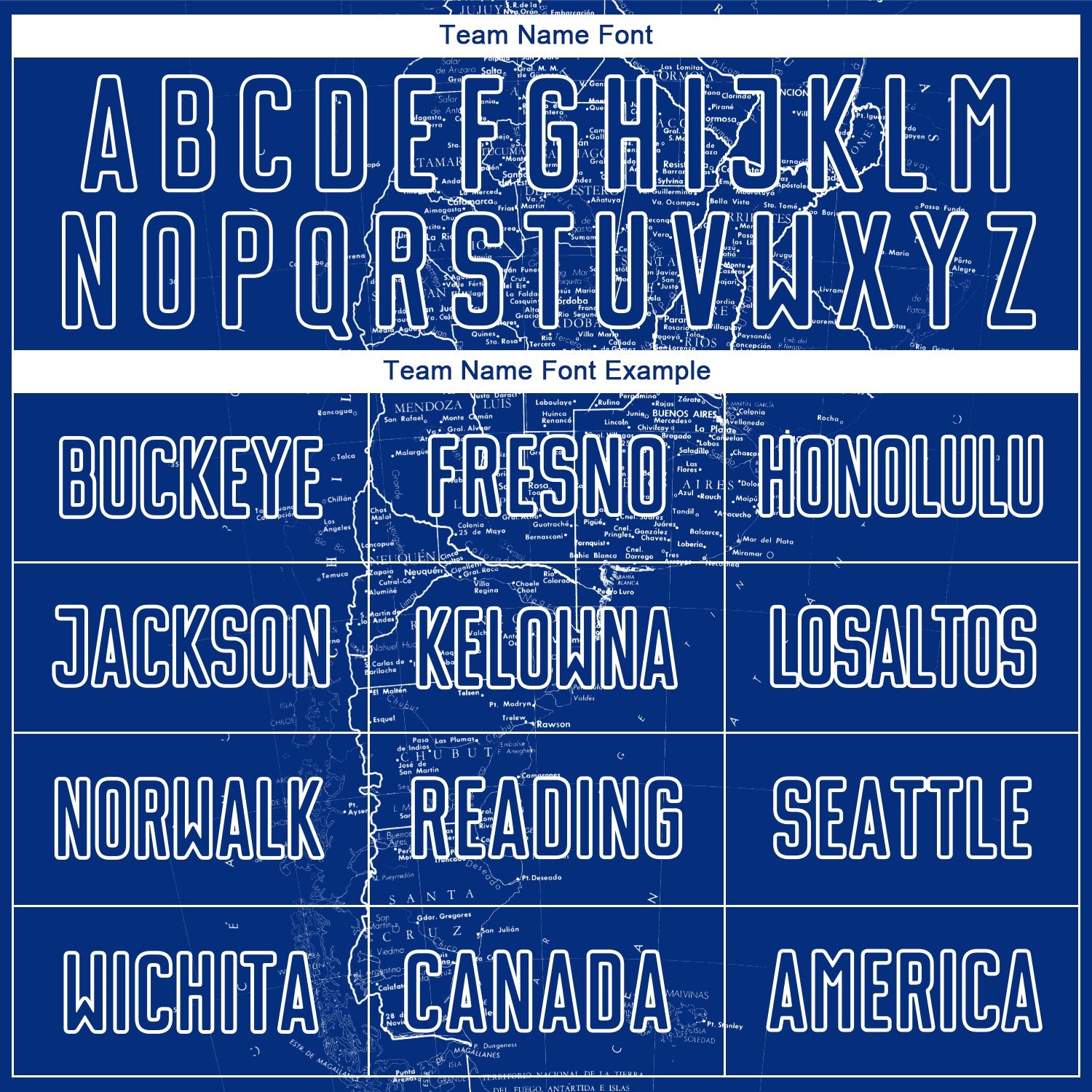 Custom Royal White Map Outline Sports Sublimation Soccer Uniform Jersey