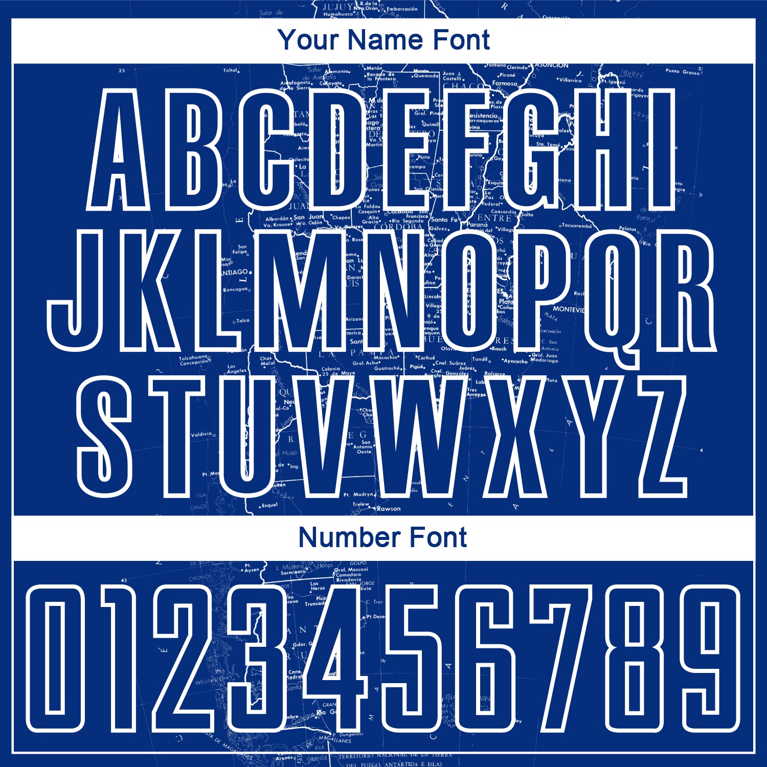 Custom Royal White Map Outline Sports Sublimation Soccer Uniform Jersey