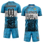 Custom Blue Black-White Argentina Patriotic Sports Sublimation Soccer Uniform Jersey