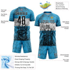 Custom Blue Black-White Argentina Patriotic Sports Sublimation Soccer Uniform Jersey
