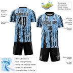 Custom Light Blue Black-White Argentina Splatter Pattern Sports Sublimation Soccer Uniform Jersey