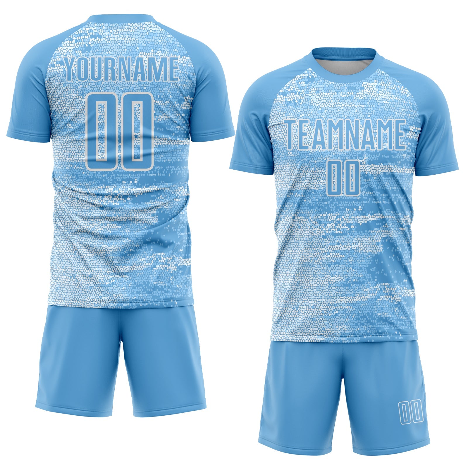 Custom Light Blue White Argentina Geometric Pattern Sports Sublimation Soccer Uniform Jersey