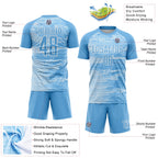 Custom Light Blue White Argentina Geometric Pattern Sports Sublimation Soccer Uniform Jersey
