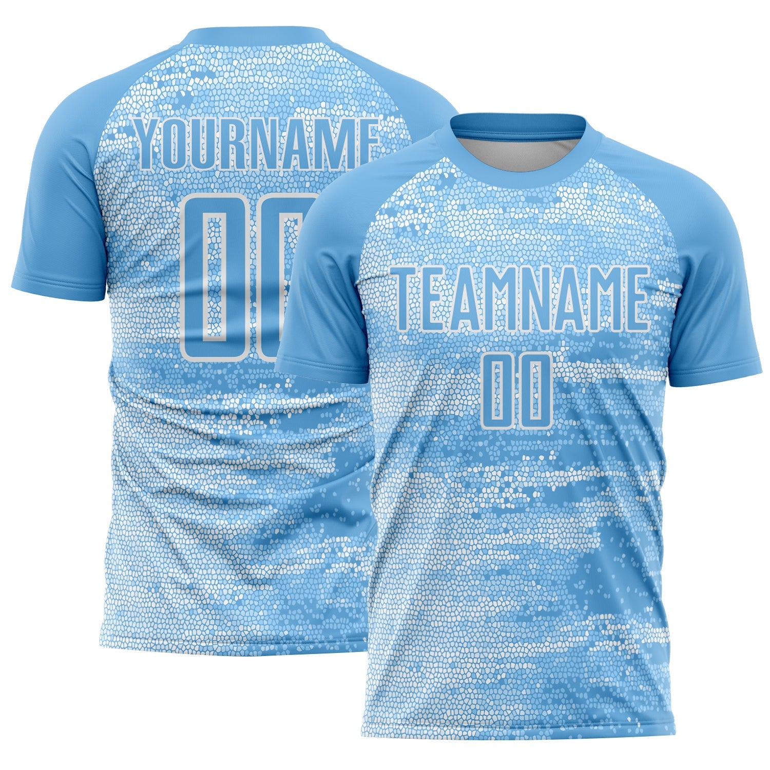 Custom Light Blue White Argentina Geometric Pattern Sports Sublimation Soccer Uniform Jersey