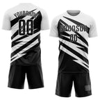 Custom White Black Abstract Line Sports Sublimation Soccer Uniform Jersey