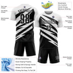 Custom White Black Abstract Line Sports Sublimation Soccer Uniform Jersey