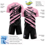 Custom Light Pink Black Abstract Line Sports Sublimation Soccer Uniform Jersey