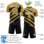 Custom Old Gold Black-White Abstract Line Sports Sublimation Soccer Uniform Jersey