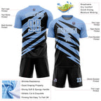 Custom Light Blue Black-White Abstract Line Sports Sublimation Soccer Uniform Jersey
