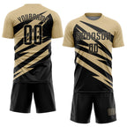Custom Vegas Gold Black Abstract Line Sports Sublimation Soccer Uniform Jersey