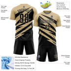 Custom Vegas Gold Black Abstract Line Sports Sublimation Soccer Uniform Jersey