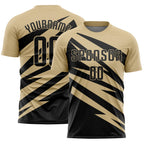 Custom Vegas Gold Black Abstract Line Sports Sublimation Soccer Uniform Jersey