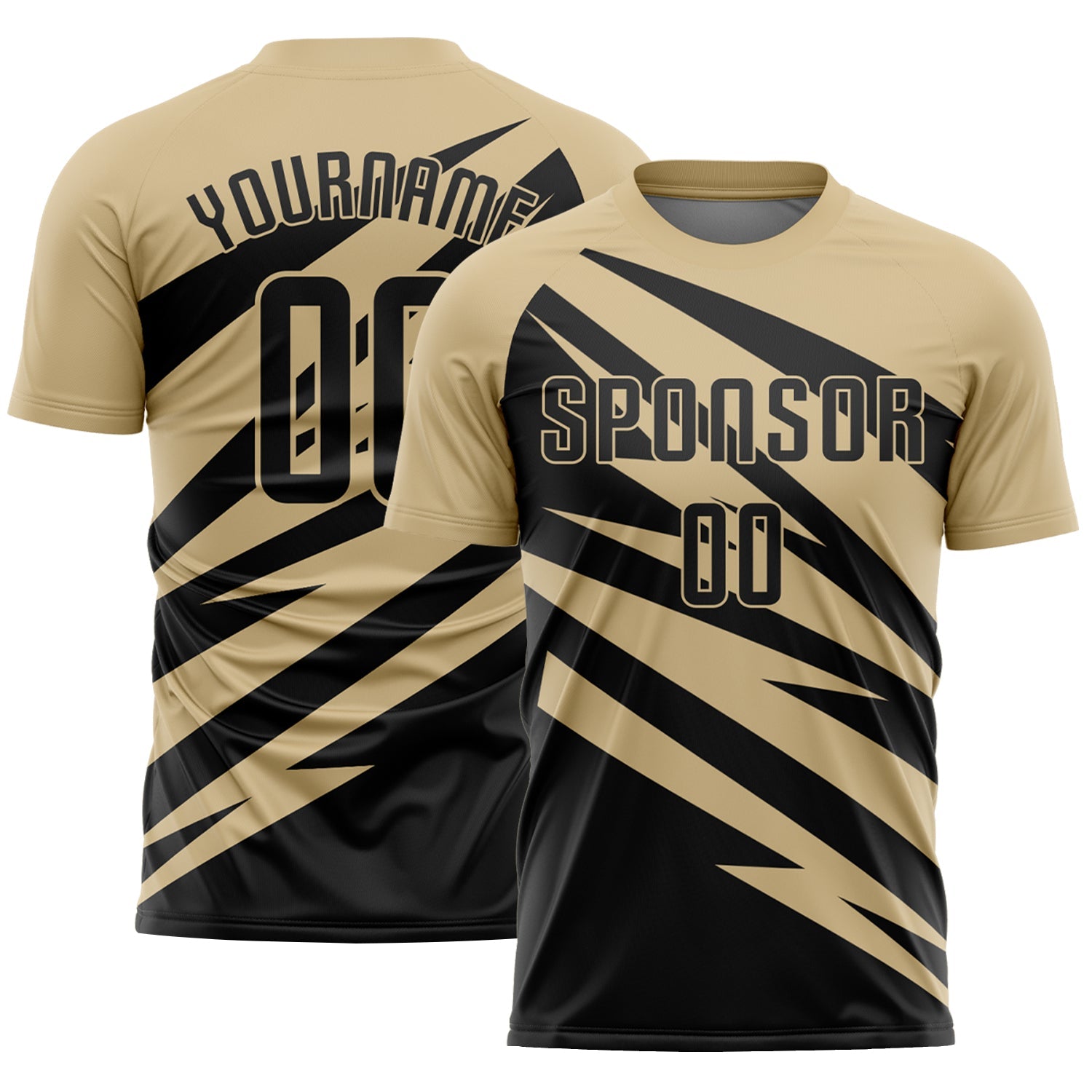 Custom Vegas Gold Black Abstract Line Sports Sublimation Soccer Uniform Jersey