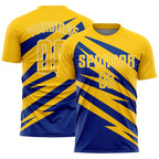 Custom Yellow Royal-White Abstract Line Sports Sublimation Soccer Uniform Jersey