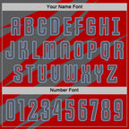 Custom Steel Gray Red-Light Blue Abstract Line Sports Sublimation Soccer Uniform Jersey