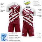 Custom White Crimson Abstract Line Sports Sublimation Soccer Uniform Jersey