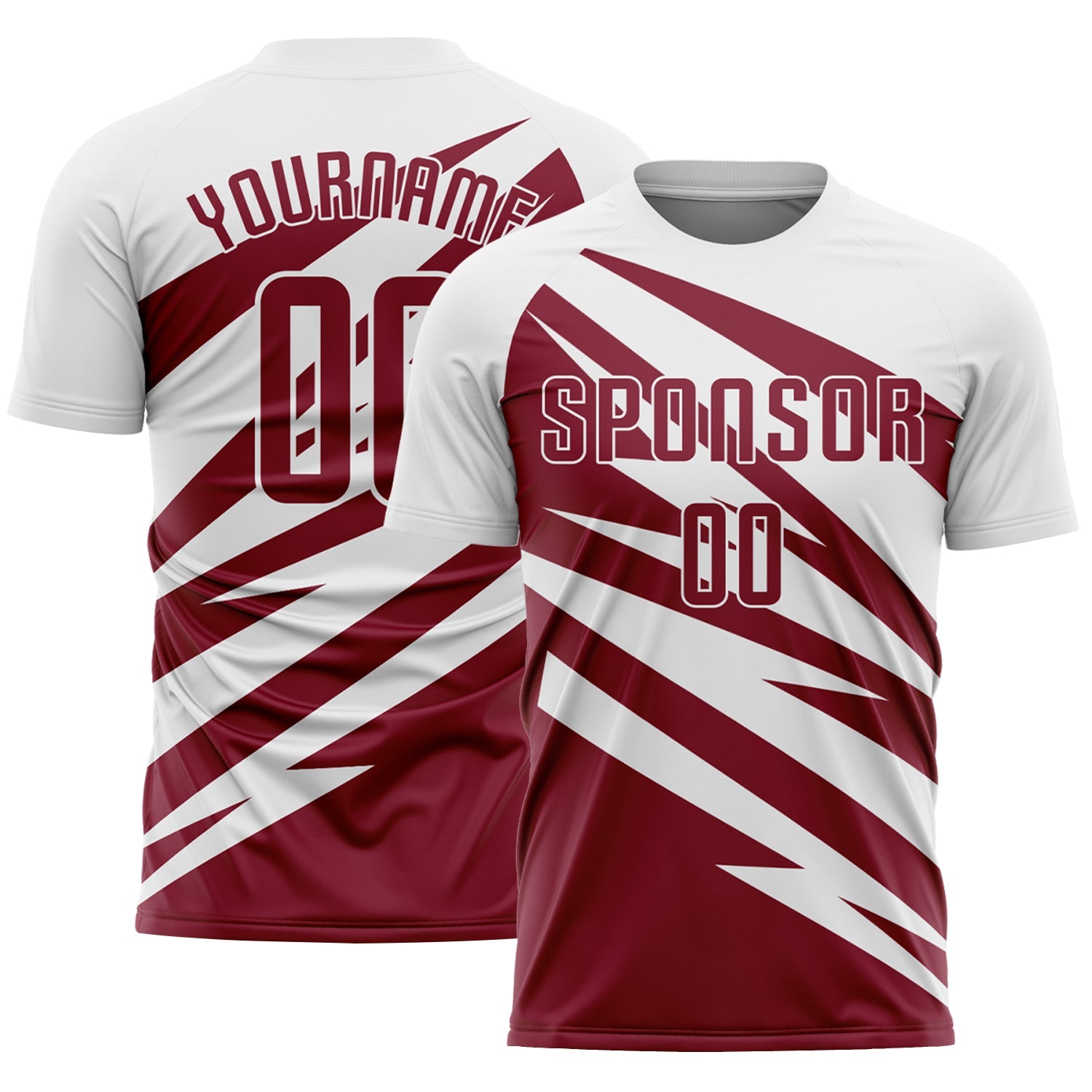 Custom White Crimson Abstract Line Sports Sublimation Soccer Uniform Jersey