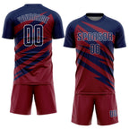 Custom Navy Crimson-White Abstract Line Sports Sublimation Soccer Uniform Jersey