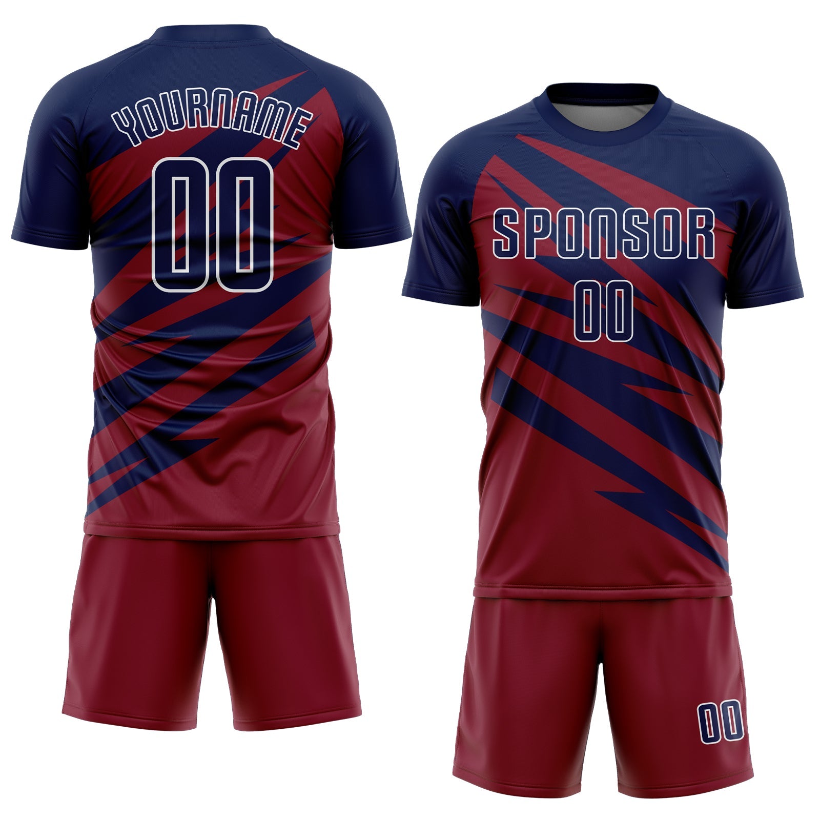 Custom Navy Crimson-White Abstract Line Sports Sublimation Soccer Uniform Jersey