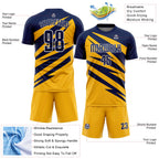 Custom Navy Gold-White Abstract Line Sports Sublimation Soccer Uniform Jersey
