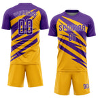Custom Purple Gold-White Abstract Line Sports Sublimation Soccer Uniform Jersey