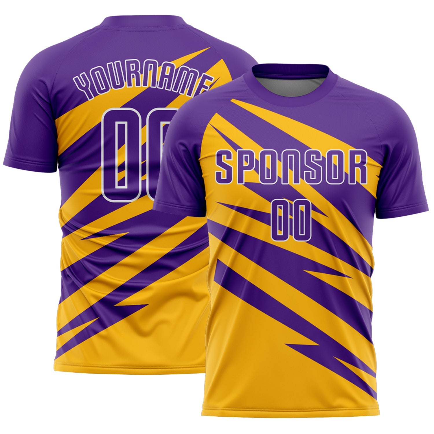Custom Purple Gold-White Abstract Line Sports Sublimation Soccer Uniform Jersey