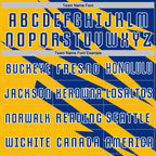 Custom Royal Gold-White Abstract Line Sports Sublimation Soccer Uniform Jersey