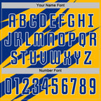 Custom Royal Gold-White Abstract Line Sports Sublimation Soccer Uniform Jersey