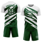 Custom White Green Abstract Line Sports Sublimation Soccer Uniform Jersey