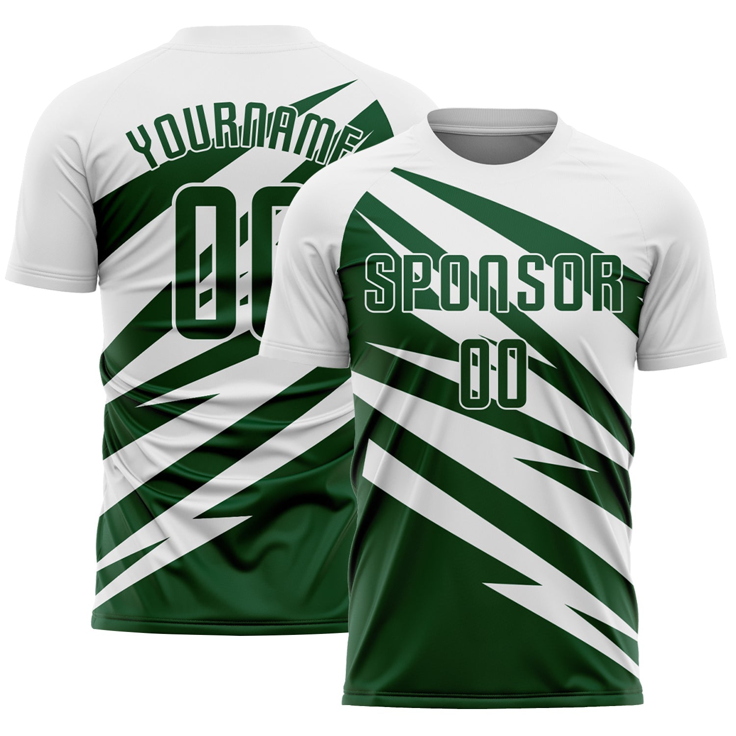 Custom White Green Abstract Line Sports Sublimation Soccer Uniform Jersey